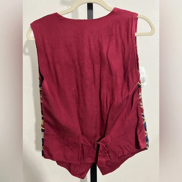 Vintage JoJo Co Ltd Maroon Rayon Vest / Vntg Top - Picture 5 of 7